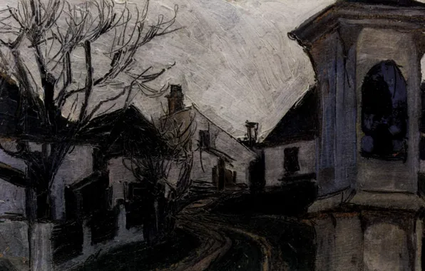 Picture the monastery, Egon Schiele, home and place of worship, Naked trees