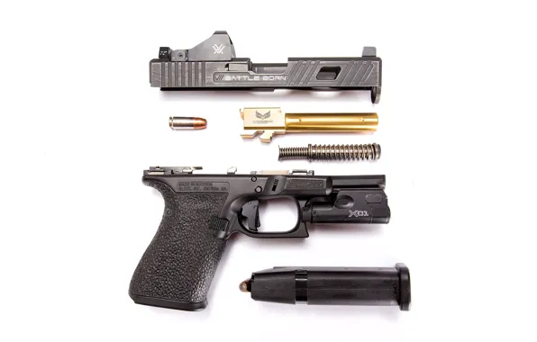 Picture gun, details, Glock, disassembled