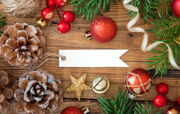 Balls, decoration, branches, holiday, Board, star, fruit, Christmas