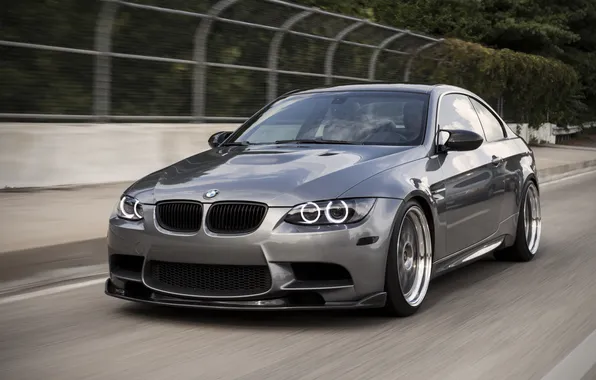 Road, bmw, BMW, coupe, blur, silver, road, speed