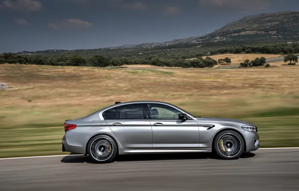 Picture the sky, mountains, grey, movement, vegetation, speed, plain, BMW