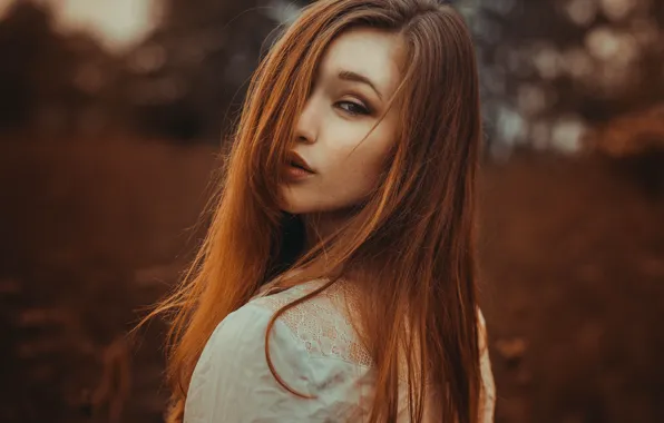 Picture look, girl, background, lips, brown hair