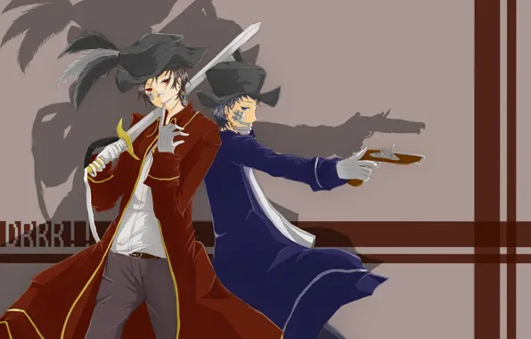 Anime, art, pirate, guy, Durarara!!, The headless horseman, Of Izaya Orihara