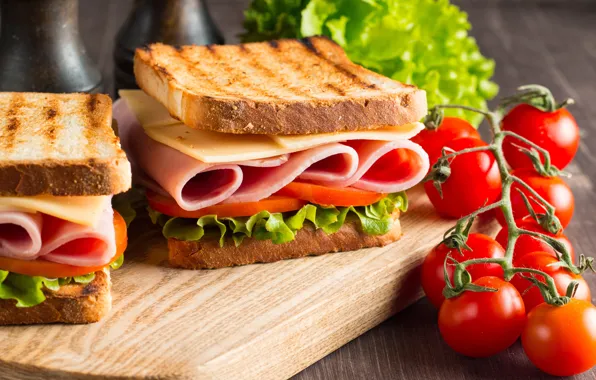 Food, cheese, sausage, toast, sandwiches, tomatoes-cherry