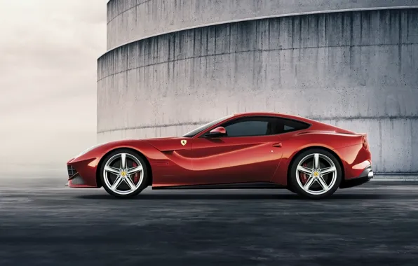 Red, supercar, ferrari, Ferrari, side view, beautiful car, f12, berlinetta