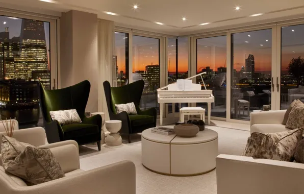 Design, style, room, interior, piano, megapolis, living room