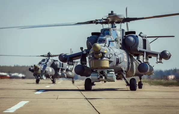 The airfield, shock, helicopters, Mi-28