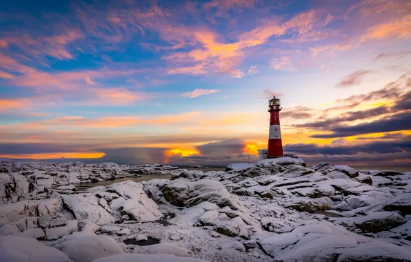 Coast, lighthouse, Norway, Rogaland