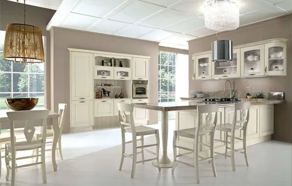 Style, Villa, interior, Italy, kitchen, dining room, dining area, Italian design