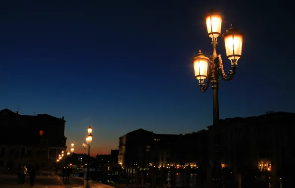 Night, the city, lights, street, lights, twilight