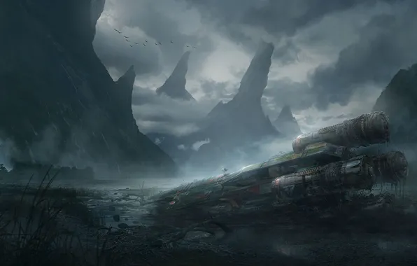 The wreckage, Sebastien Hue, Scars Of A Past Generation, wrecked ship