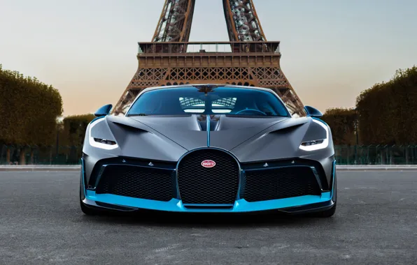Paris, Bugatti, Eiffel tower, supercar, front view, 2018, hypercar, Divo