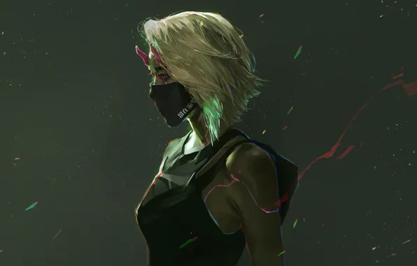 Picture background, mask, art, profile, art, cyberpunk