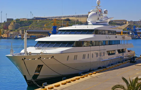 Sea, the sky, ship, yacht, pier, port