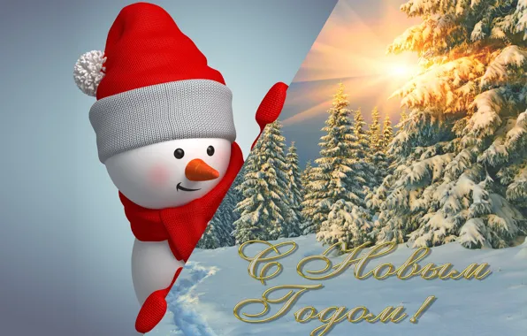 Picture new year, snowman, winter, cute, snowman
