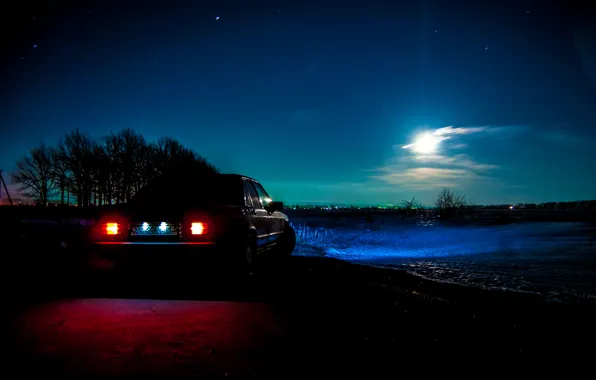 Night, the moon, mercedes, mercedes-benz, Mercedes, gelding, Mercedes, benz