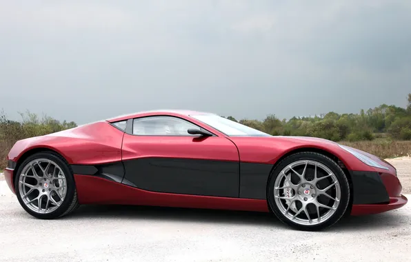 Picture the concept, supercar, side view, Concept One, Rimac, electrocar