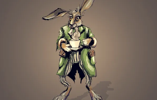 Picture hare, rabbit, Cup, jacket, Alice in Wonderland