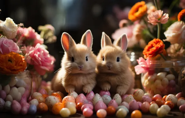 Look, holiday, hare, eggs, spring, rabbit, Easter, rabbits