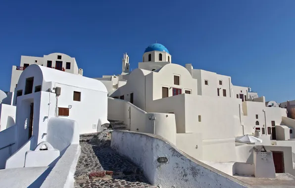 Picture the sky, home, Santorini, Greece, the island of Thira