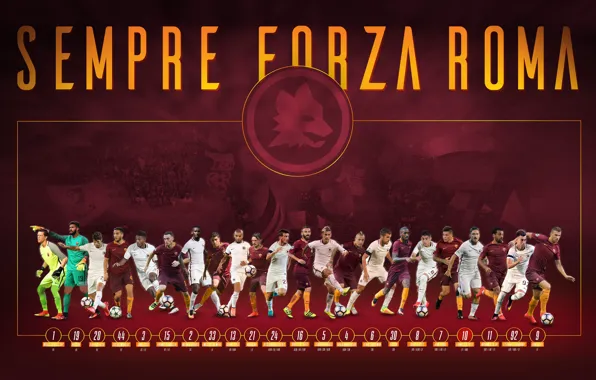 Wallpaper, sport, team, football, AS Roma, players