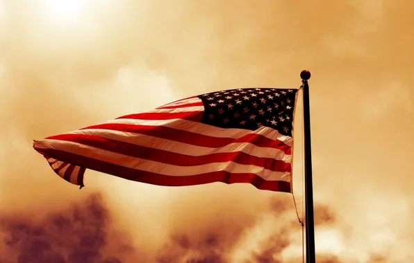 Picture smoke, rope, Flag, USA, States, usa, the flagpole