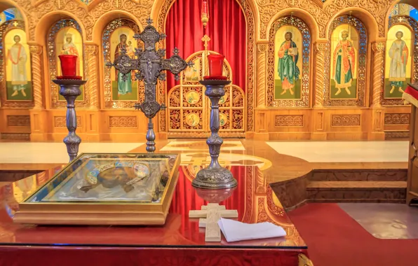 Picture cross, Chicago, USA, Il, religion, the iconostasis, the Church of Saints Vladimir and Olga, the …