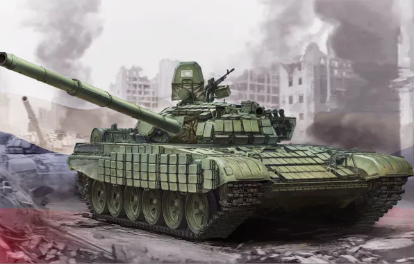 Picture figure, art, tank, Soviet, T-72B1