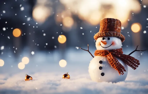 Winter, snow, Christmas, New year, snowman, Christmas, winter, snow