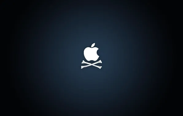 Picture blue, background, apple, Apple, logo, bones