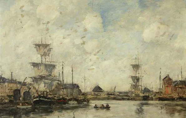 Ship, picture, sail, Eugene Boudin, Eugene Boudin, Fécamp. Bay