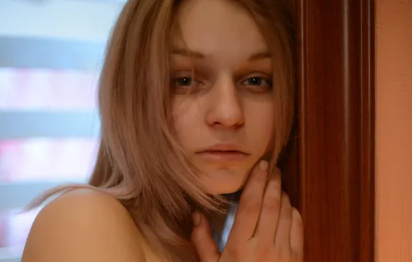 Girl, green eyes, beautiful, short hair, pretty, lips, face, red lips
