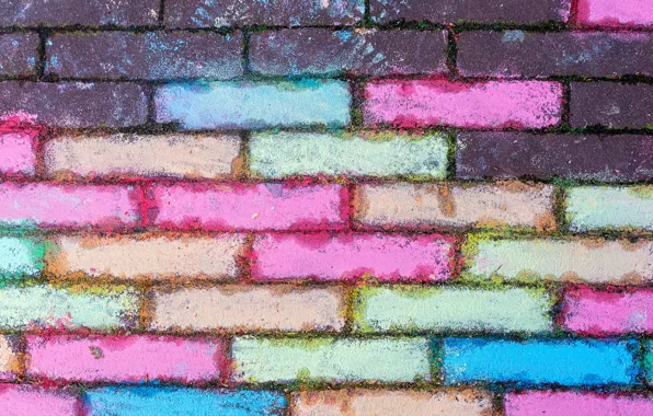 Wall, colored, texture, bricks