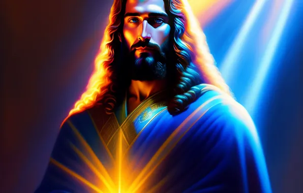 Picture Jesus, Look, Hair, Male, Religion, Jesus Christ, Front, Digital art