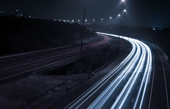 Picture road, night, lights, lights