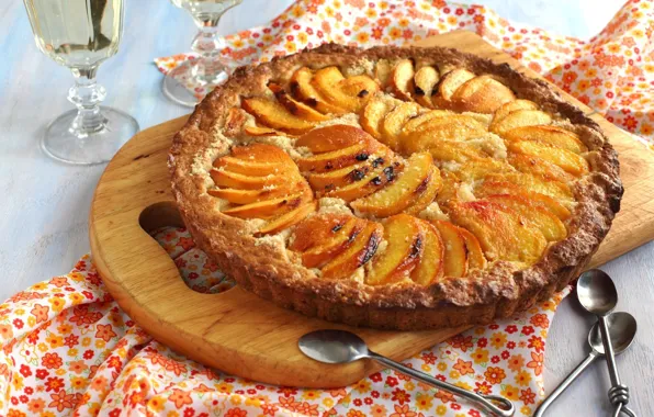 Picture food, pie, peaches, muffin, dessert, cakes, spoon