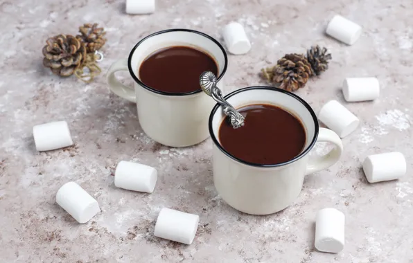 Coffee, the sweetness, mug, bumps, marshmallows