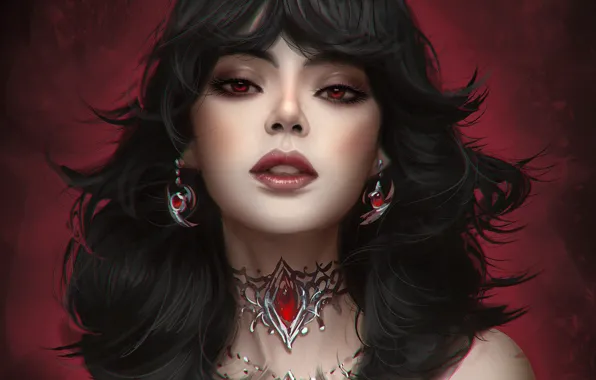 Picture look, girl, decoration, face, portrait, art