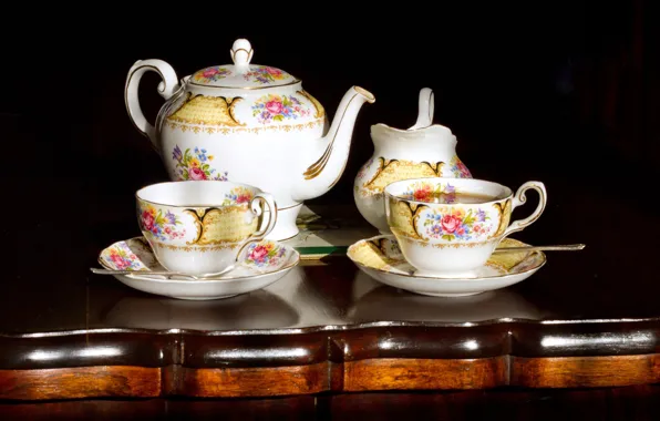 Kettle, Cup, dishes, tea set