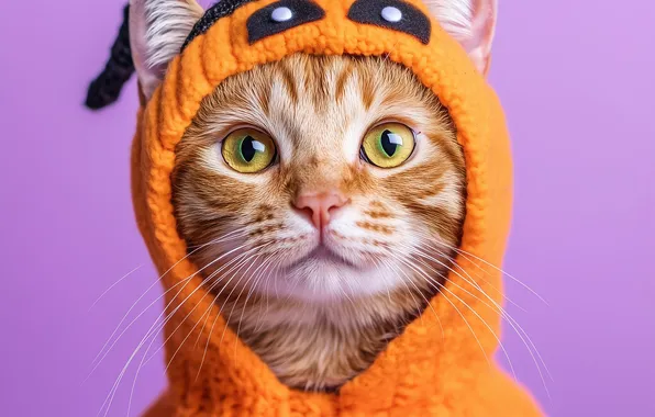 Cat, cat, look, orange, pose, portrait, red, costume