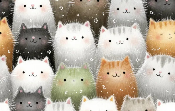 Look, cats, cats, kittens, a lot, different, faces, AI art