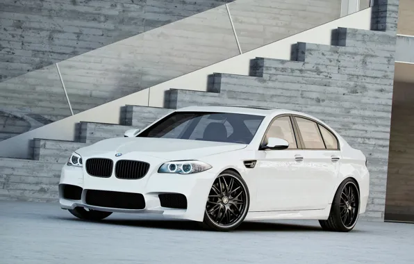 Picture white, bmw, BMW, ladder, white, wheels, black, side view