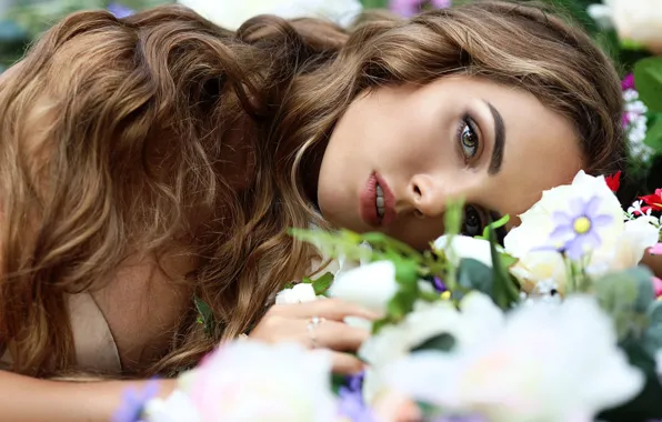 Look, girl, flowers, portrait, lies, Irina, Svetlana Boynovich