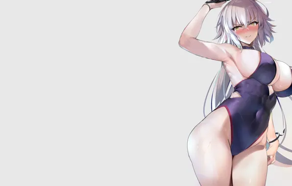 Hot, sexy, boobs, anime, swimsuit, yellow eyes, oppai, armpit