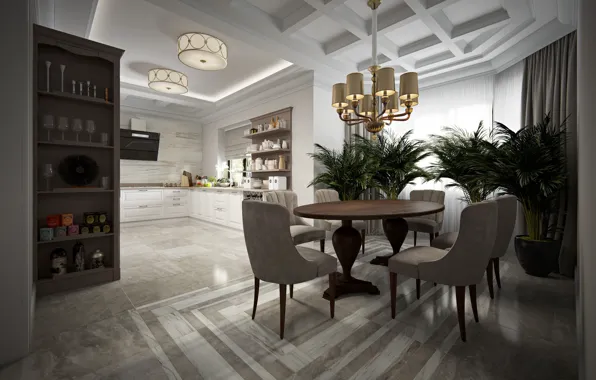 Furniture, interior, dishes, the room, Kitchen&Dinning room