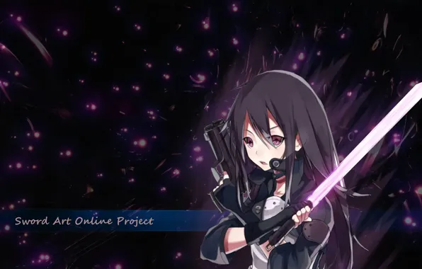 Sword, anime, art, Sword art online, Sword Art Online, Kirito, pistolet