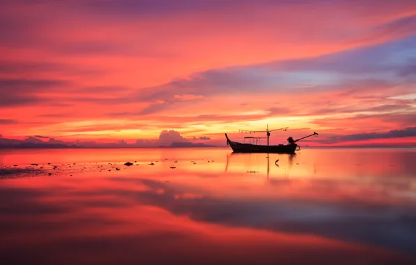 Picture sea, wave, beach, summer, the sky, sunset, shore, boat