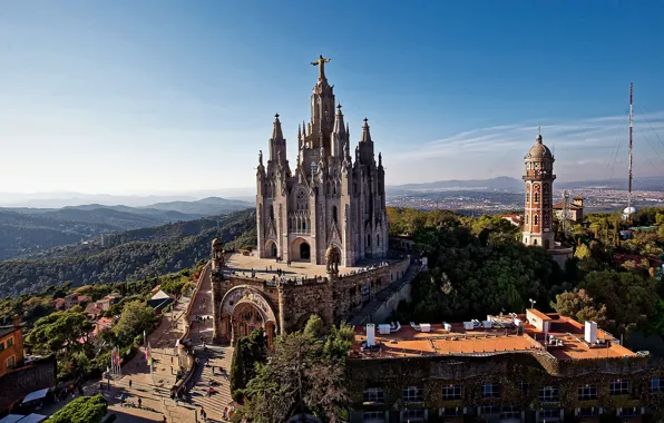Picture building, tower, Church, Spain, Barcelona, Barcelona, Spain, Catalonia
