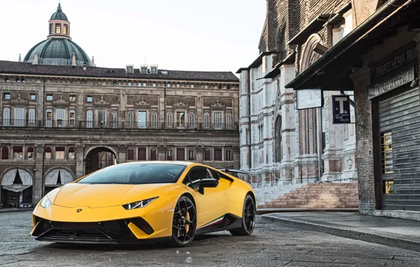 Picture city, Lamborghini, yellow, Huracan, Huracan Performante, Lamborghini Huracan Performance