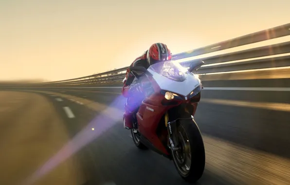 Red, Speed, Light, Motorcycle, Ducati